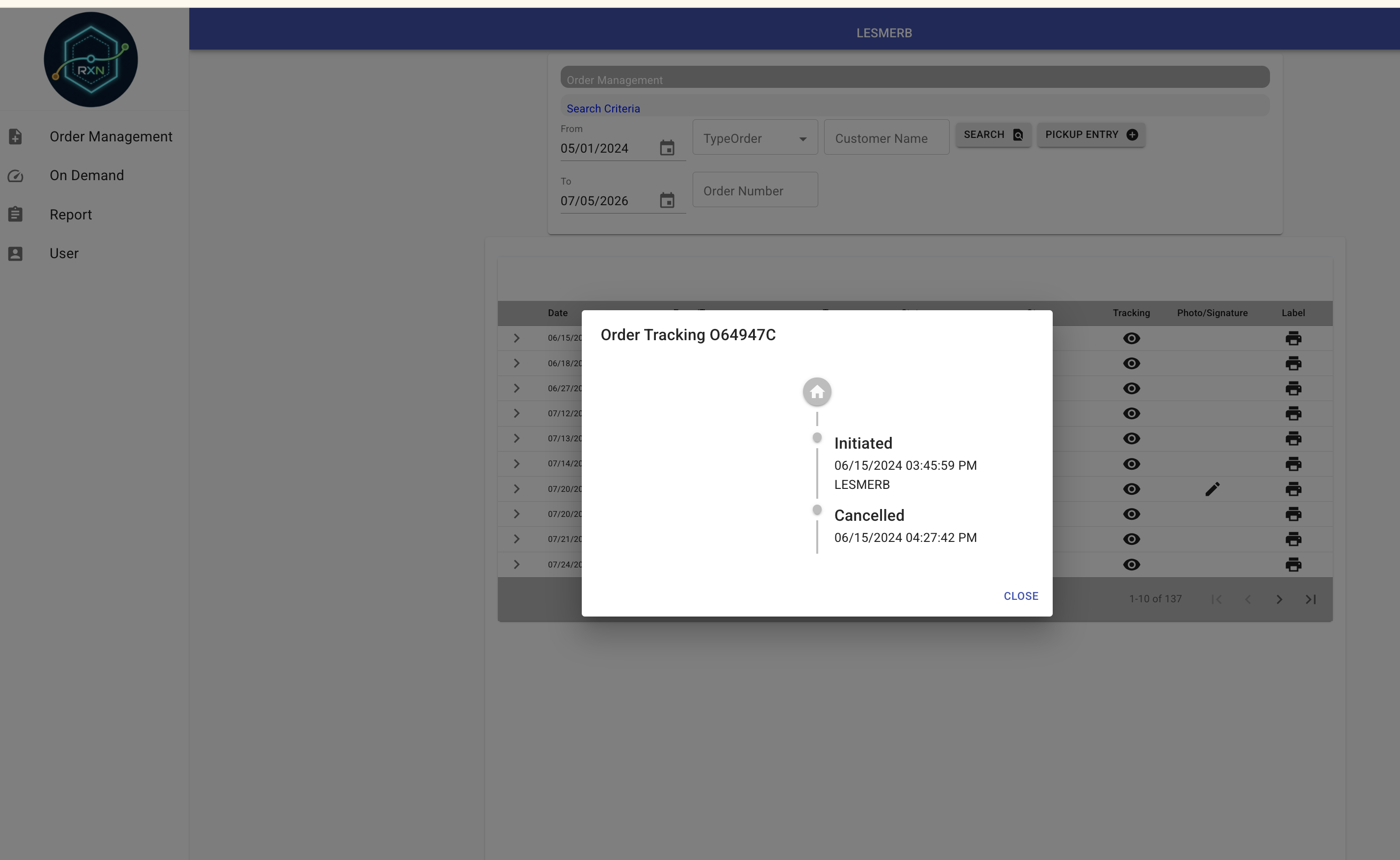 Client's Client App - Orders